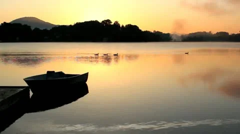 Lake sunrise Stock Footage 12656594