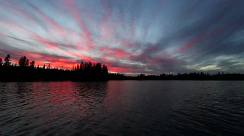 Lake sunset from a boat Stock Footage 31874696
