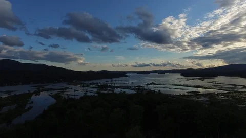 Lake Sunset with crazy clouds Stock Footage 86435993