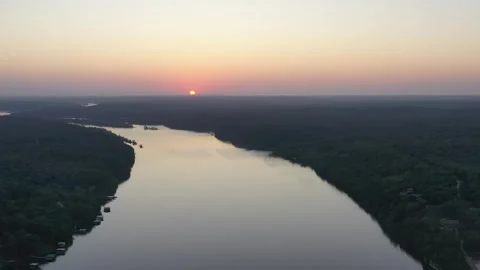 Lake Sunset Fade to docks Stock Footage 288149302