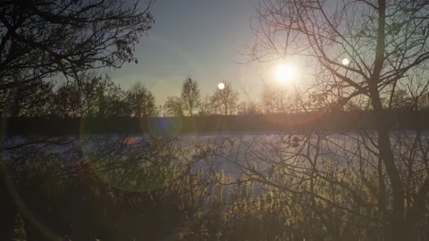 Lake sunset with flare effect Video stock 167855362
