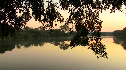 Lake at the sunset Stock Footage 808075