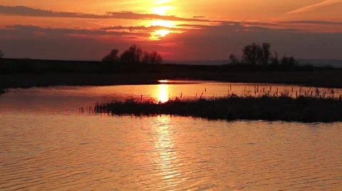 Lake at Sunset Video stock 51227093