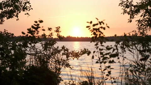 Lake sunset Stock Footage