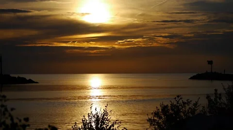 Lake Sunset With Golden Clouds 01 Stock Footage 47293275