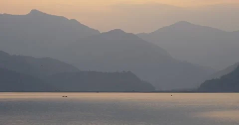 Lake at sunset in Nepal Video stock 61771509