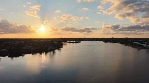 Lake Sunset opening shot Stock Footage 321037959