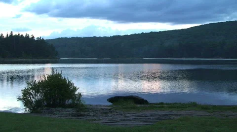 Lake at Sunset in Park Stock Footage 203425