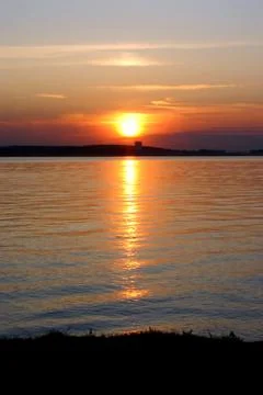Lake at sunset Foto stock