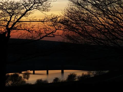 Lake in sunset Stock Photos
