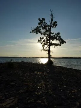 Lake at sunset Foto stock