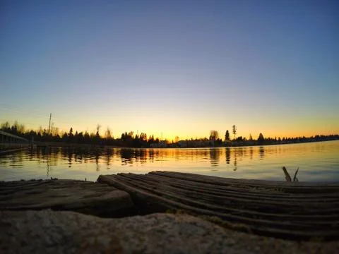 Lake sunset Stockfoto's