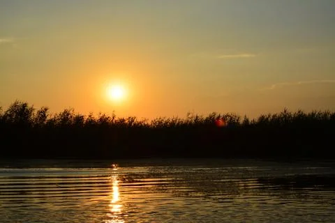 Lake sunset Stock Photos