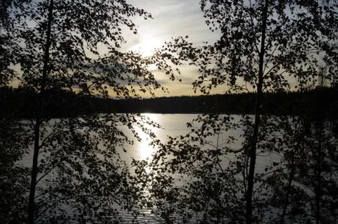 Lake sunset Stock Photos