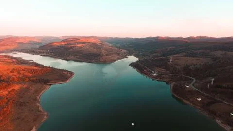 Lake in sunset Foto stock