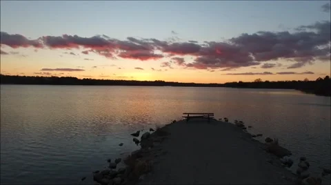 Lake Sunset Pull Away Stock Footage