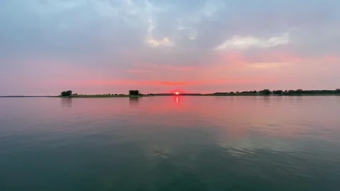 Lake Sunset red Video stock 285588396