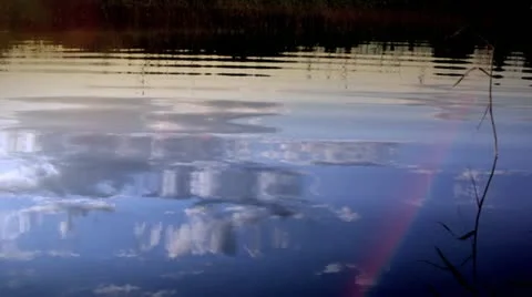 Lake sunset reflections waves Stock Footage 12142222