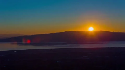 Lake Sunset Timelapse over town Stock Footage 31741069