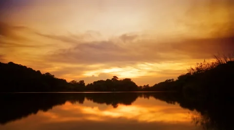 Lake sunset in timelpase HD Stock Footage 52631738
