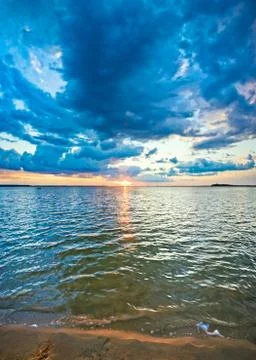 Lake sunset view 스톡 사진