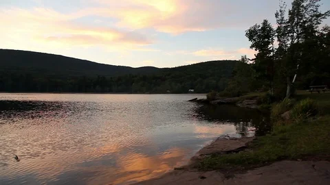 Lake Sunset wtih Mountains Stock-Footage 89408736