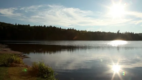 Lake Sunset wtih Mountains Stock Footage 89408755