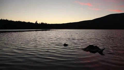 Lake Sunset wtih Mountains Stock Footage 89408843