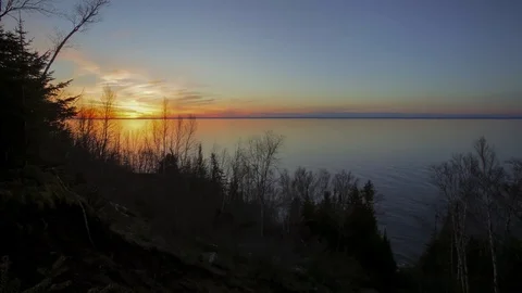 Lake Superior Cliffside Sunset Video stock 81221717