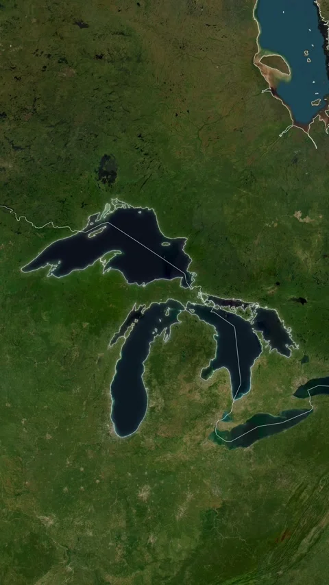 Lake Superior Map Loop Animation In Vertical Stock Footage 334085034