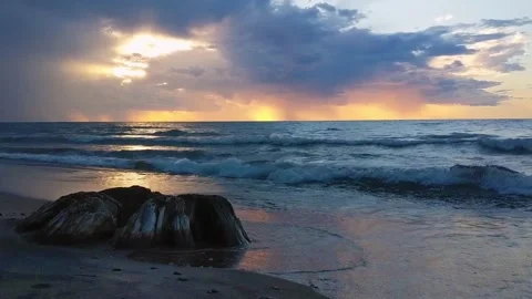 Lake Superior Sunset Rain Stock Footage 277462278