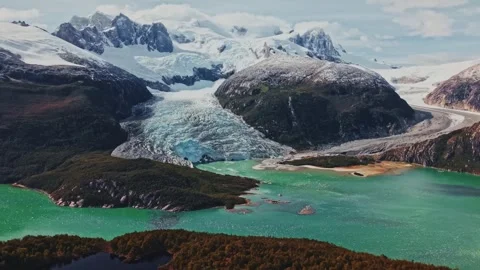 Lake Surrounded by Snowy Mountains Stock Footage 315098385