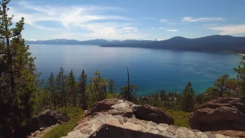 Lake Tahoe Fire Look Out Reveal Stock Footage