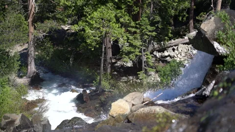 Lake Tahoe Rainbow over Eagle Falls Telephoto California USA Stock Footage 336623912