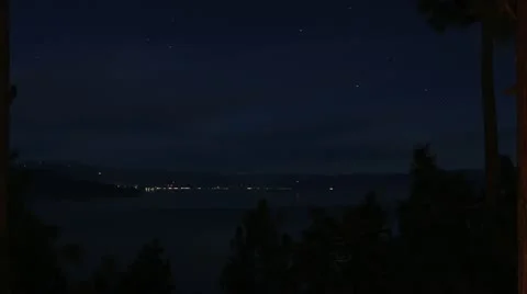 Lake Tahoe Stars to Sunrise Time-Lapse Stock Footage