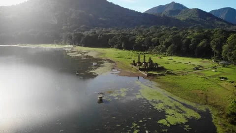 Lake Temple Drone HD 2 Stock Footage 212417527