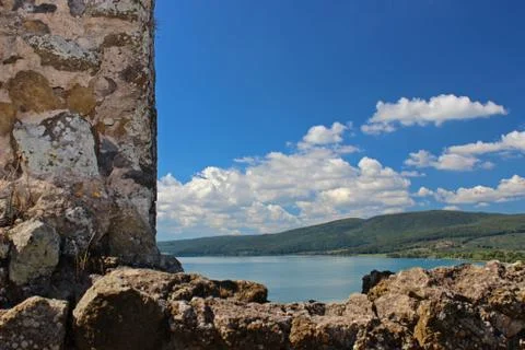 Lake through the wall Stock Photos