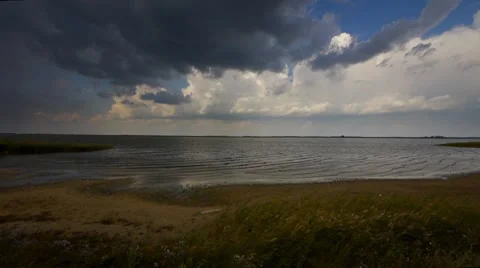 Lake before a thunder-storm Stock Footage 8600486