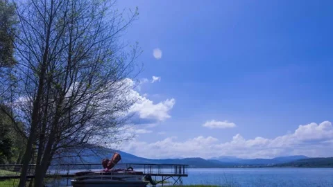 Lake timelapse with blue sky 스톡 동영상 133451771