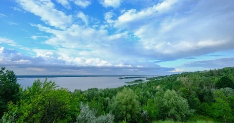Lake Timelapse. Dark sky with clouds moving fast Stock Footage 111490806