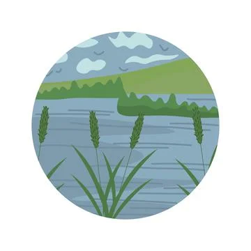 Lake vector illustration Stock Illustration