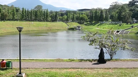 Lake view and surroundings at ITB Park, West Java, Indonesia. Video stock 334056394