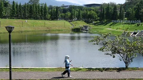 Lake view and surroundings at ITB Park, West Java, Indonesia. Stock Footage 334056470