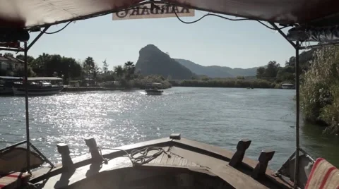 Lake view boat Stock Footage 48391434