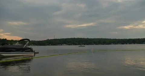 Lake view with a boat 動画素材 202105359