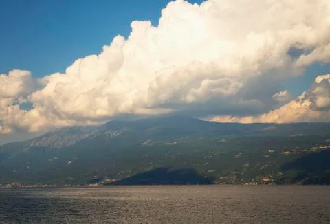 Lake view with cloudy sky Stock Photos
