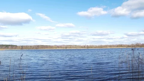 Lake view in early spring Stock Footage 105839175