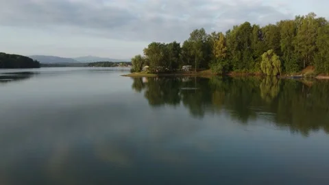 Lake View with Hills and Trees Stock Footage 205075862