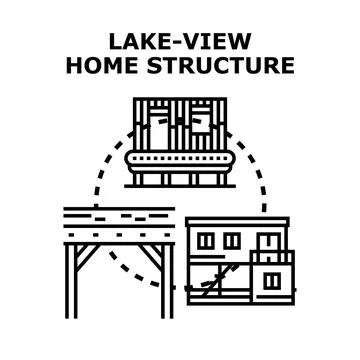 Lake view home structure concept vector illustration Stock Illustration