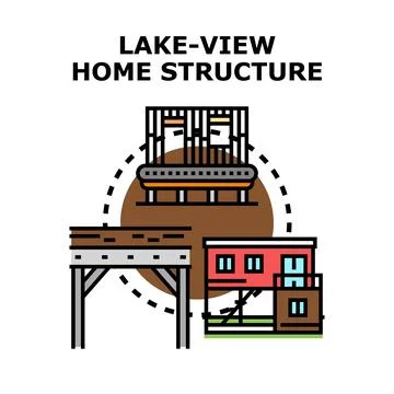 Lake view home structure concept vector illustration Stock Illustration